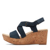 Clarks Women's Rose Way Wedge Sandal, Navy Suede, 9 Medium US