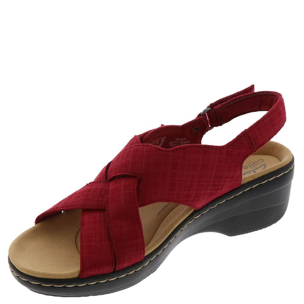 Clarks Women's Merliah Echo Heeled Sandal, Red Interest, 9 Medium US