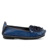 Spring Step L'Artiste Dezi Leather Shoes for Women | Comfortable Slip-On Shoes with Soft Leather Flower | Ladies Casual Flats for Work Navy EU 43 / US 11.5-12