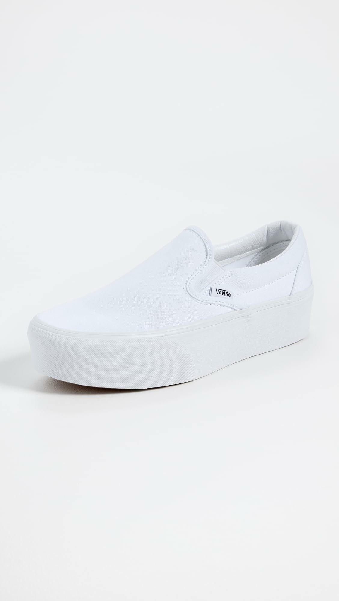 Vans Ua Classic Slip-On Stackform Sneakers, Canvas True White, 8 US Women/6.5 US Men