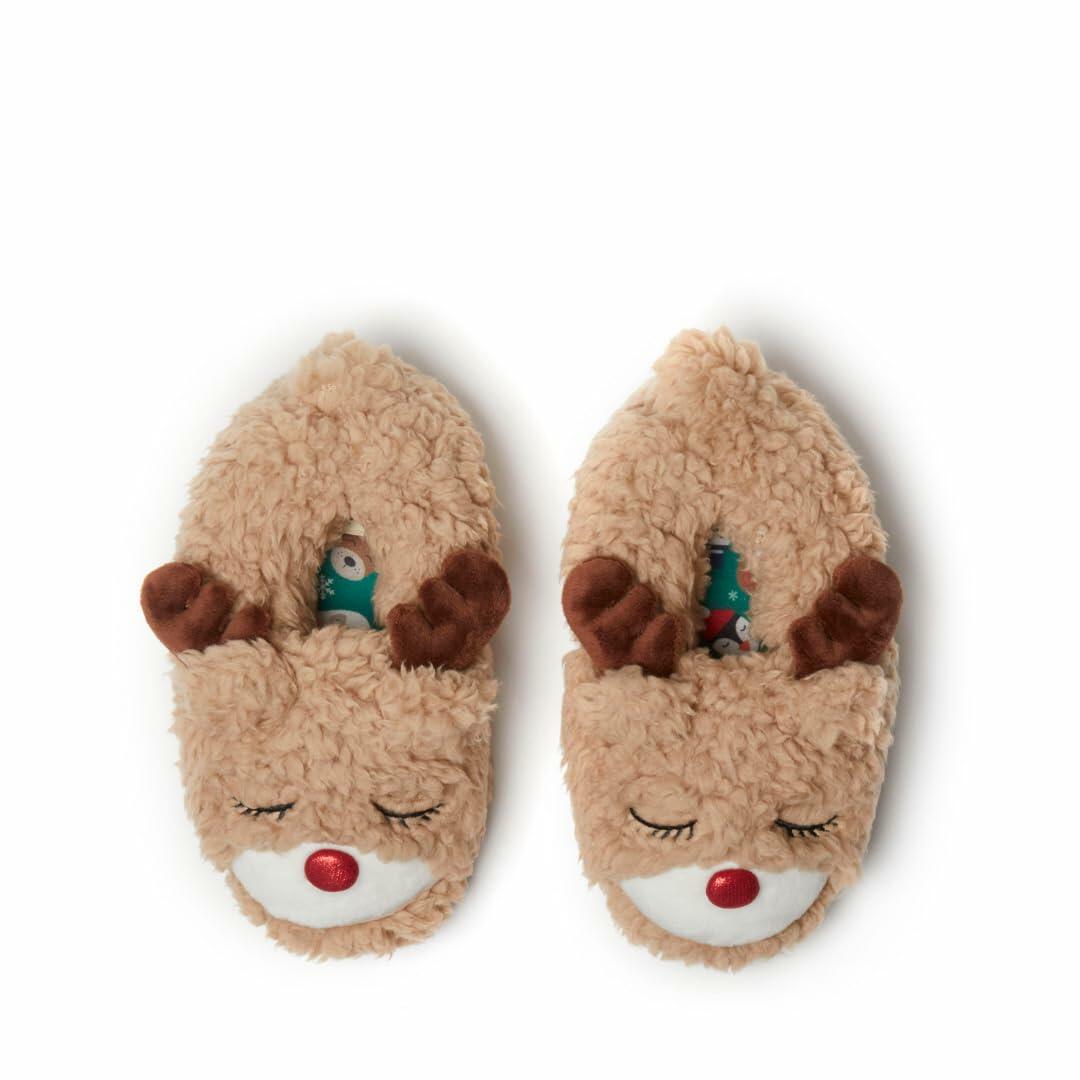 Dearfoams Toddlers Whimsical Animal Critter Washable Slipper, Kids Reindeer, US 7-8 Unisex
