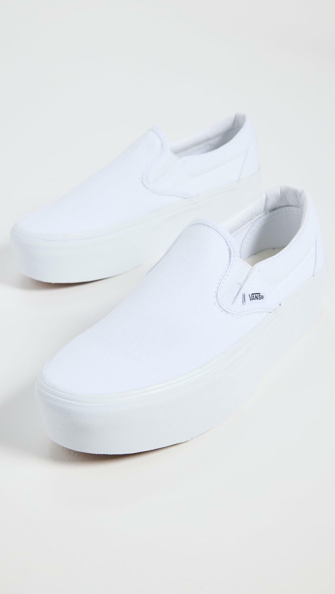 Vans Ua Classic Slip-On Stackform Sneakers, Canvas True White, 8 US Women/6.5 US Men