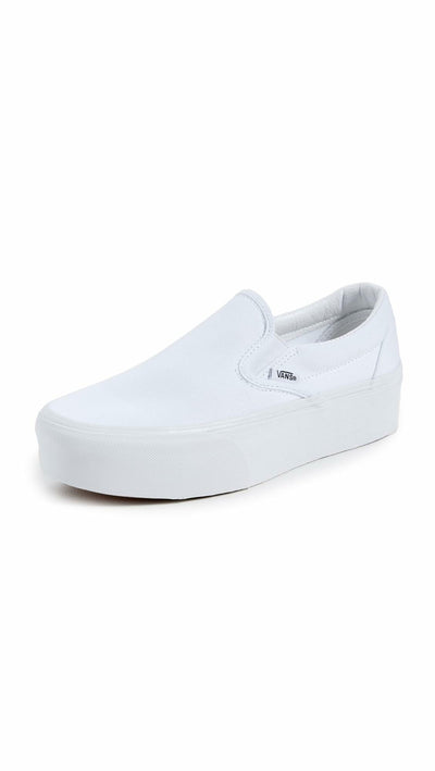 Vans Ua Classic Slip-On Stackform Sneakers, Canvas True White, 10.5 US Women/9 US Men