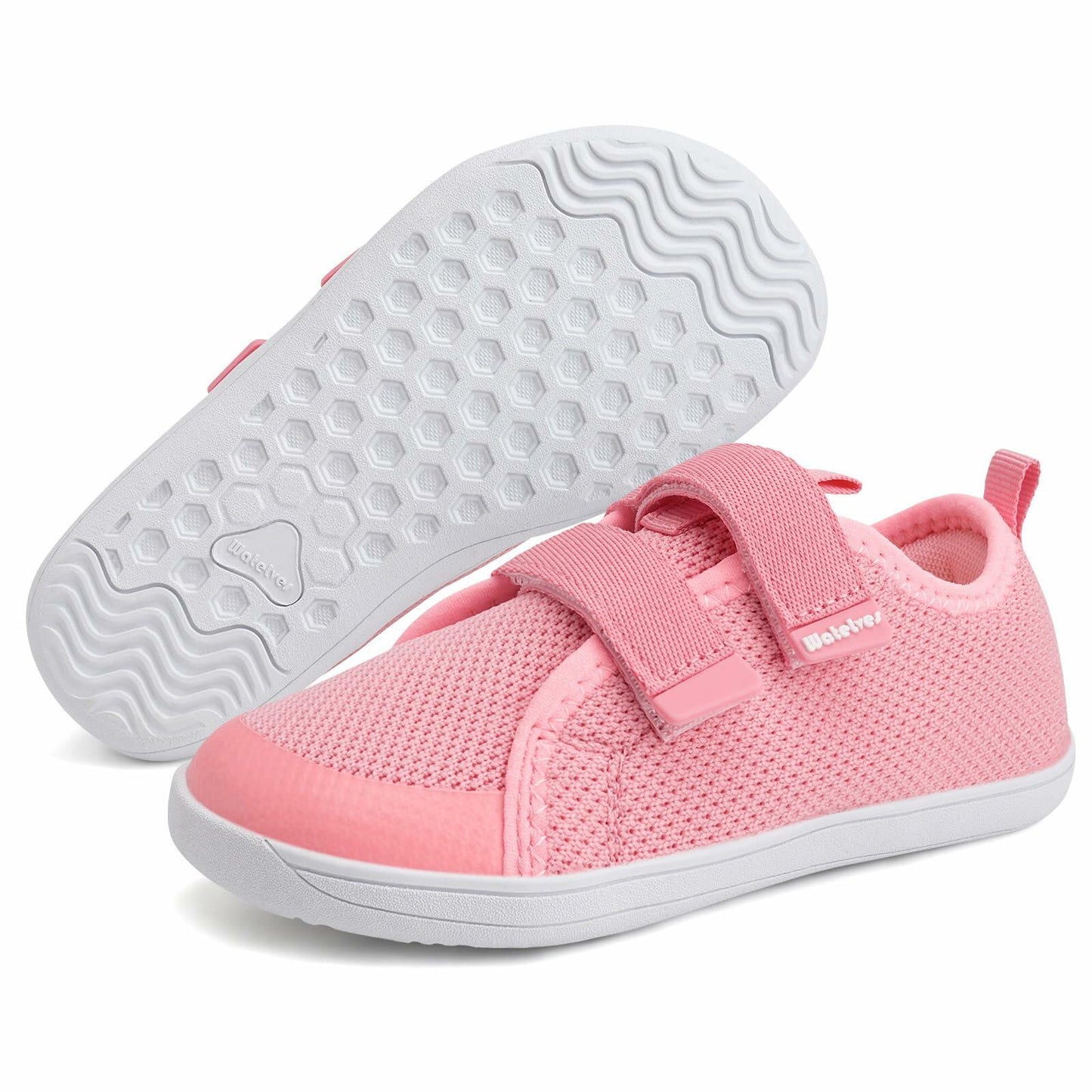WateLves Toddler Little Kids Wide Barefoot Shoes The First Walking Shoes Girls Boys Breathable Zero Drop Minimalist Sneakers with Wide Toe Box Natural to Grow (Pink, 30)