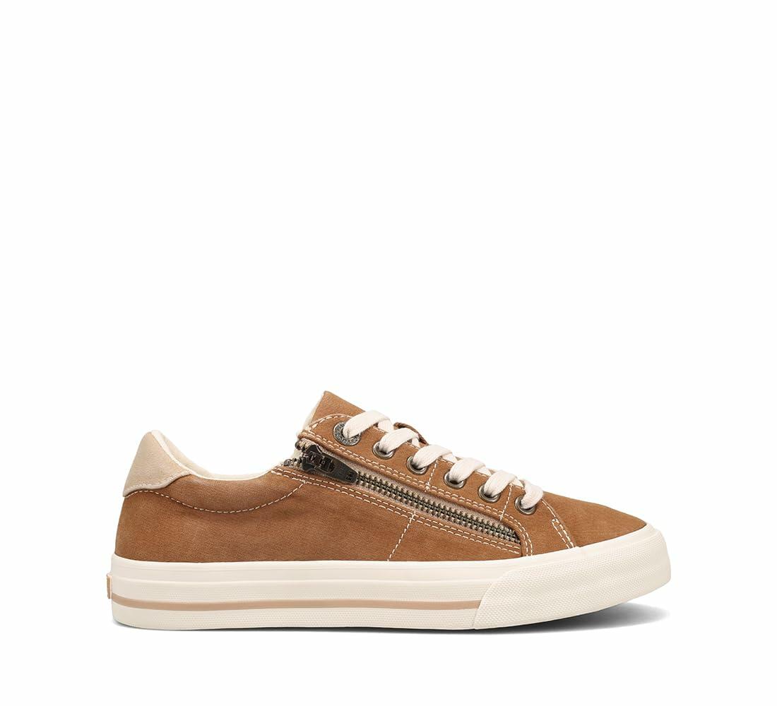 Taos Z Soul Women's Sneaker - Stylish Platform Sneaker with Removable Footbed, Arch Support, Premium Cushioning, Lace-Up Adjustability, and Easy Access Zipper Golden Tan/Tan Distressed 6 (M) US