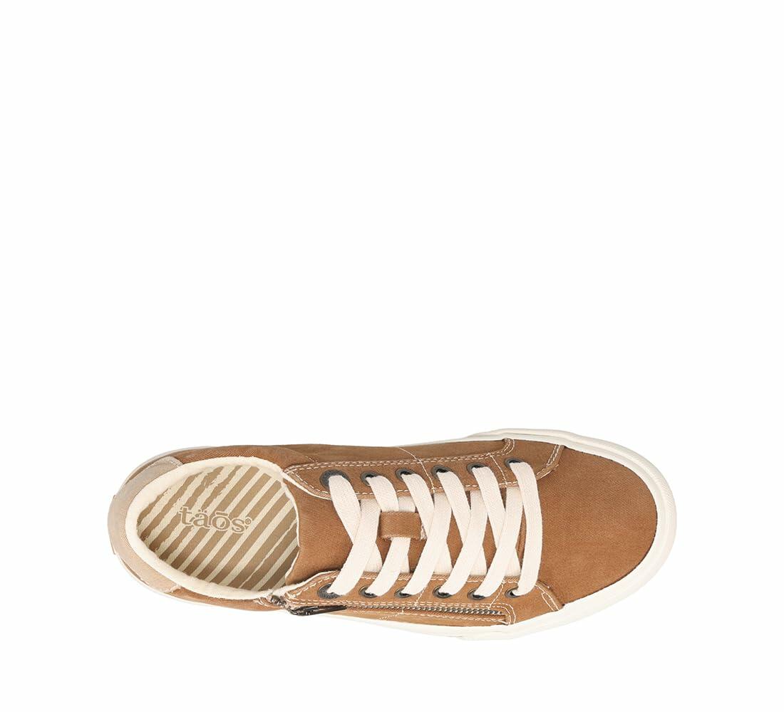 Taos Z Soul Women's Sneaker - Stylish Platform Sneaker with Removable Footbed, Arch Support, Premium Cushioning, Lace-Up Adjustability, and Easy Access Zipper Golden Tan/Tan Distressed 6 (M) US