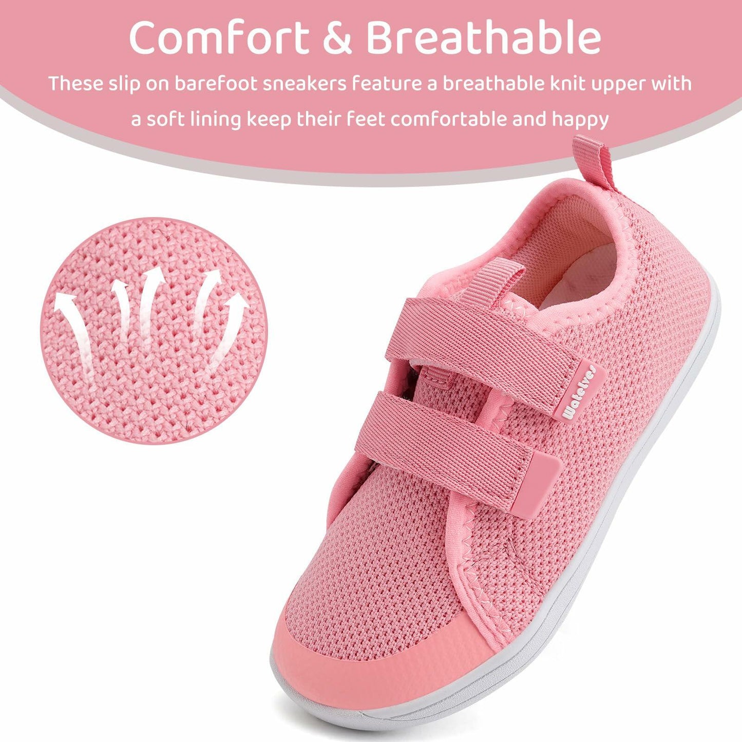 WateLves Toddler Little Kids Wide Barefoot Shoes The First Walking Shoes Girls Boys Breathable Zero Drop Minimalist Sneakers with Wide Toe Box Natural to Grow (Pink, 30)