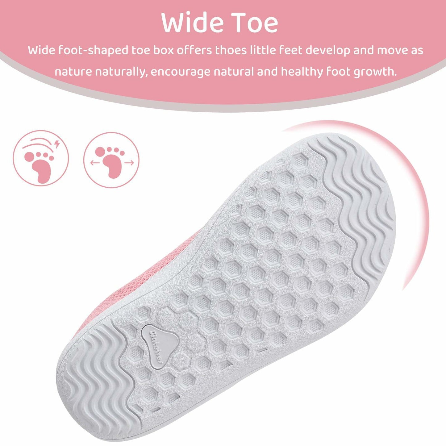 WateLves Toddler Little Kids Wide Barefoot Shoes The First Walking Shoes Girls Boys Breathable Zero Drop Minimalist Sneakers with Wide Toe Box Natural to Grow (Pink, 30)
