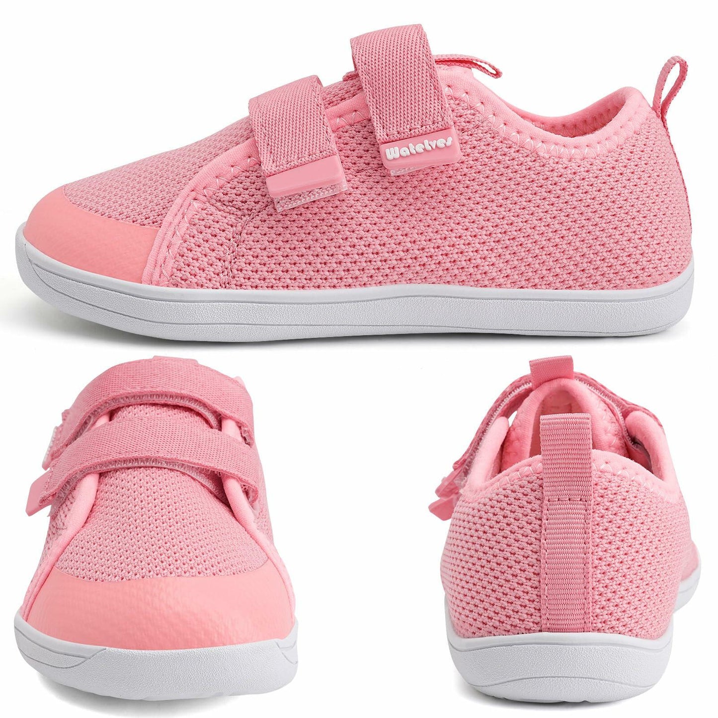WateLves Toddler Little Kids Wide Barefoot Shoes The First Walking Shoes Girls Boys Breathable Zero Drop Minimalist Sneakers with Wide Toe Box Natural to Grow (Pink, 30)