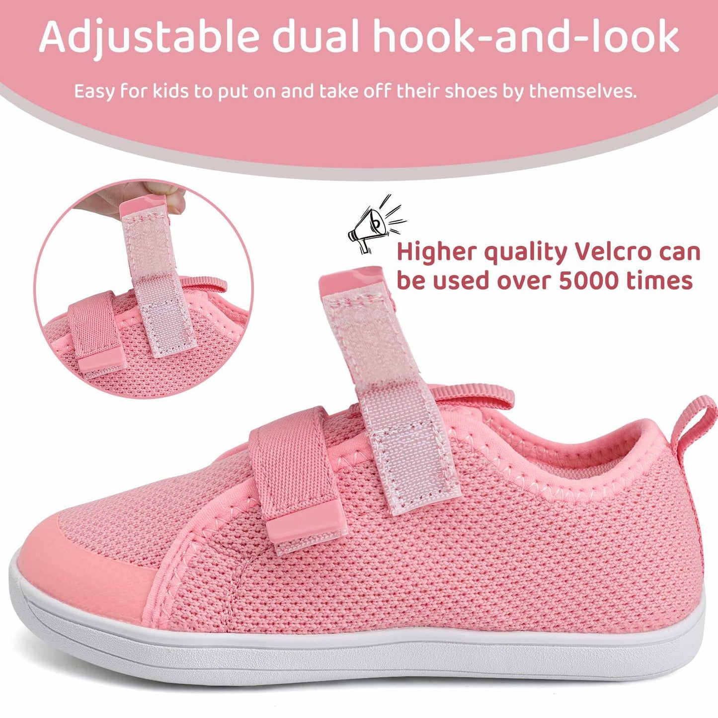 WateLves Toddler Little Kids Wide Barefoot Shoes The First Walking Shoes Girls Boys Breathable Zero Drop Minimalist Sneakers with Wide Toe Box Natural to Grow (Pink, 30)
