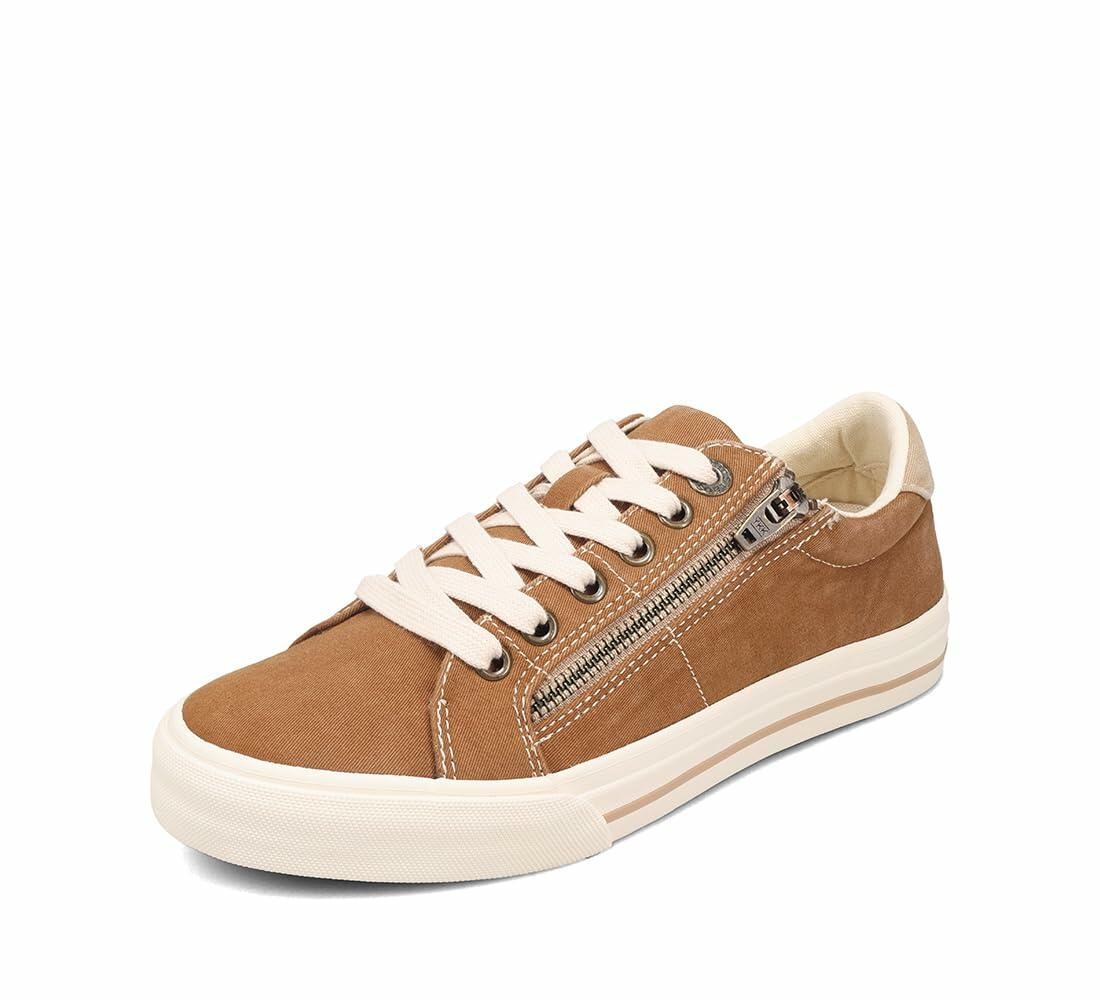 Taos Z Soul Women's Sneaker - Stylish Platform Sneaker with Removable Footbed, Arch Support, Premium Cushioning, Lace-Up Adjustability, and Easy Access Zipper Golden Tan/Tan Distressed 6 (M) US