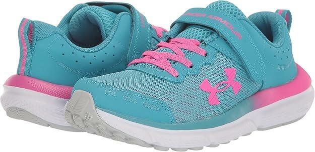 Under Armour Girls' Pre School Assert 10 Alternate Closure, (400) Glacier Blue/Halo Gray/Rebel Pink, 2.5, US