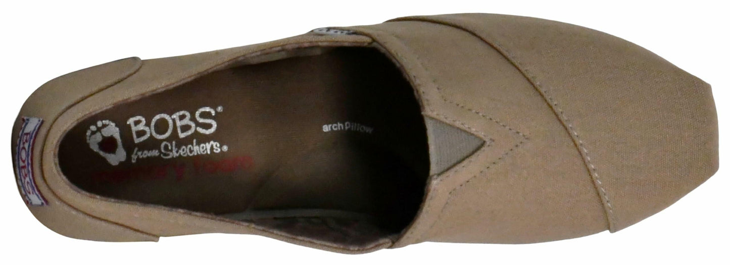 SKECHERS Women's Bobs Plush-Peace & Love Flat, Taupe, 6.5 W US