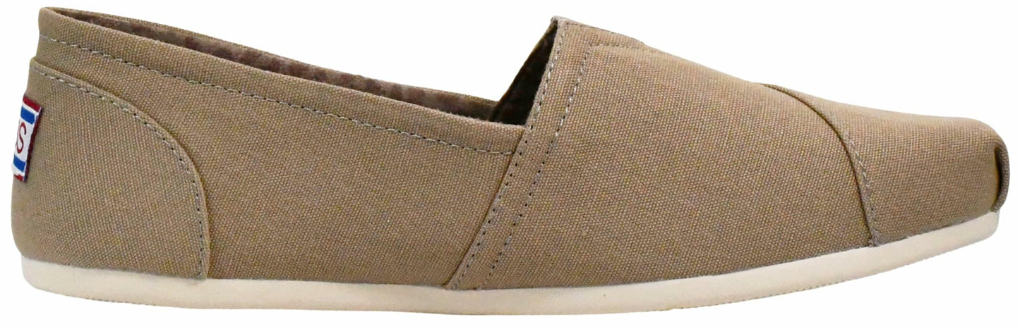 SKECHERS Women's Bobs Plush-Peace & Love Flat, Taupe, 6.5 W US