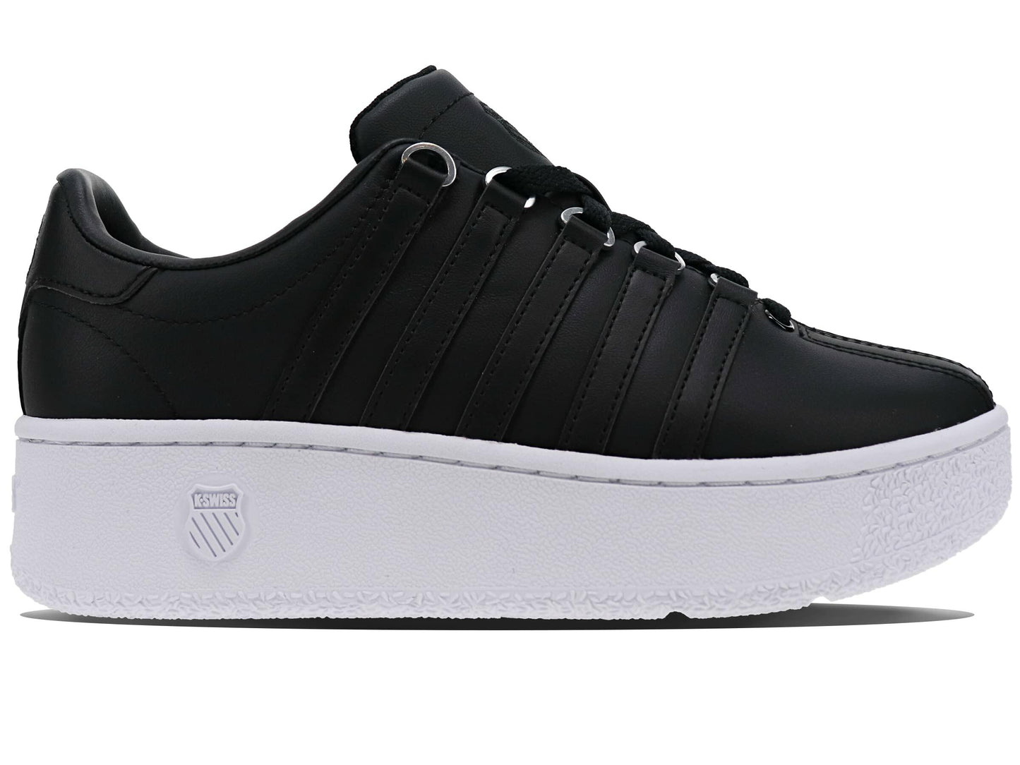 K-Swiss Women's Classic VN Platform Sneaker, Black/White, 8.5 M