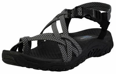 Skechers Women's Reggae - Irie Mon, Black/Grey, 9 M US