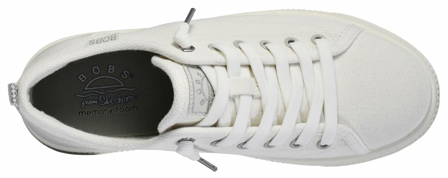Skechers Women's Bobs Copa Sneaker, White/Silver, 7.5 M US