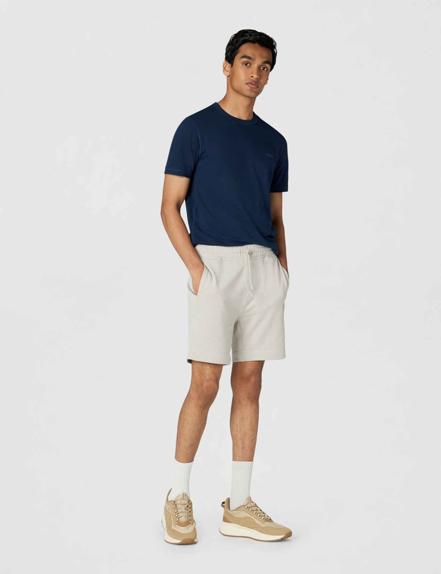 BOSS, Modern Knit Structure Running Sneaker, Camel Desert, 8