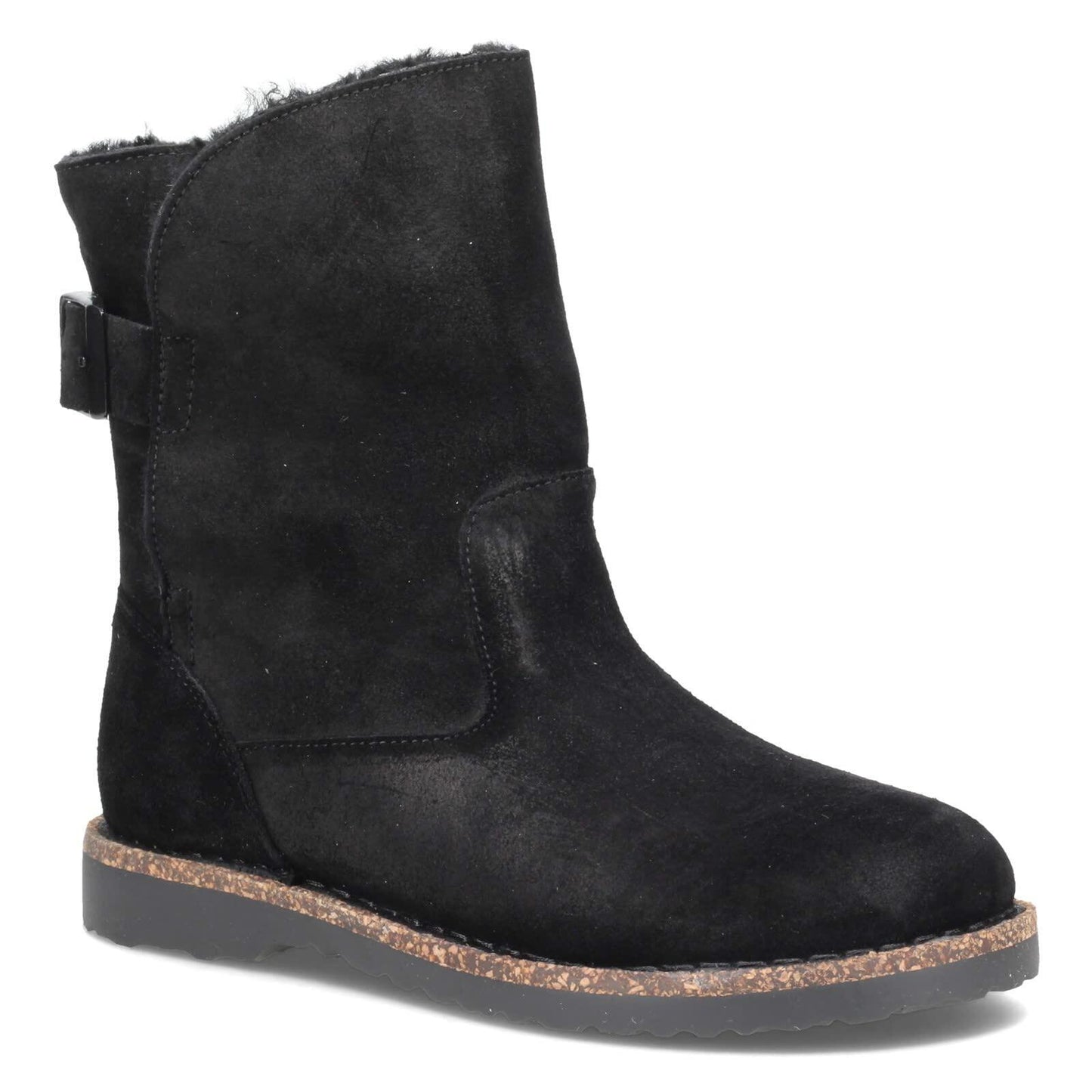 Shearling Suede Leather Black Birkenstock Uppsala