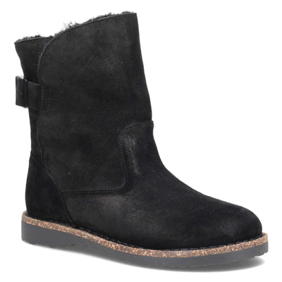 Shearling Suede Leather Black Birkenstock Uppsala