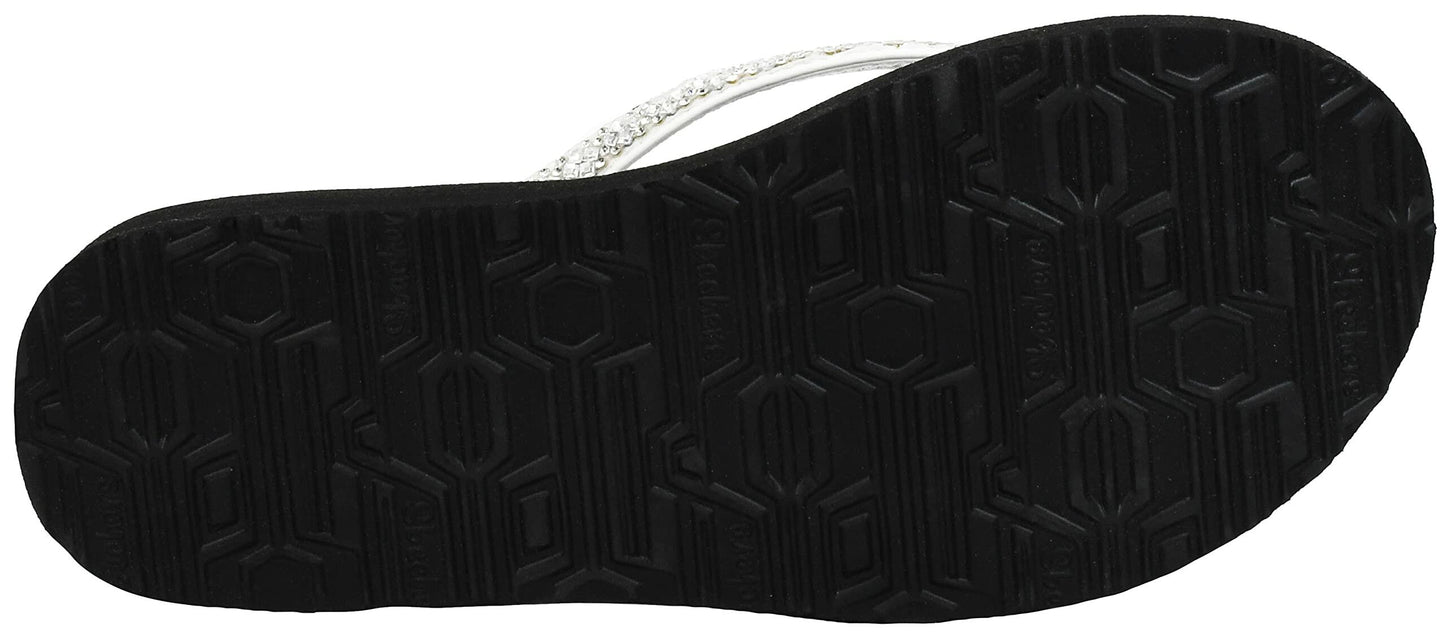 Skechers Women's Meditation-Perfect 10 Thong Sandal White/Black 10