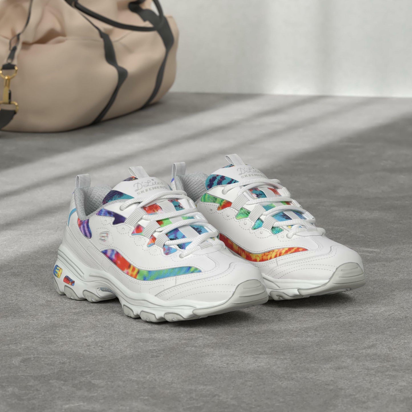SKECHERS D'Lites - Summer Fiesta White Multi 11 C - Wide