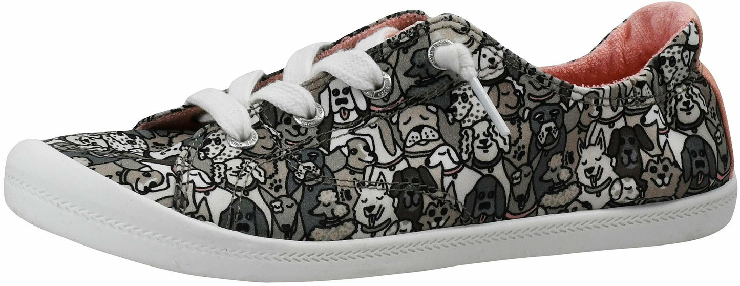 Skechers BOBS Women's Beach Bingo-Woof Pack Sneaker, Taupe/Multi, 8.5 M US