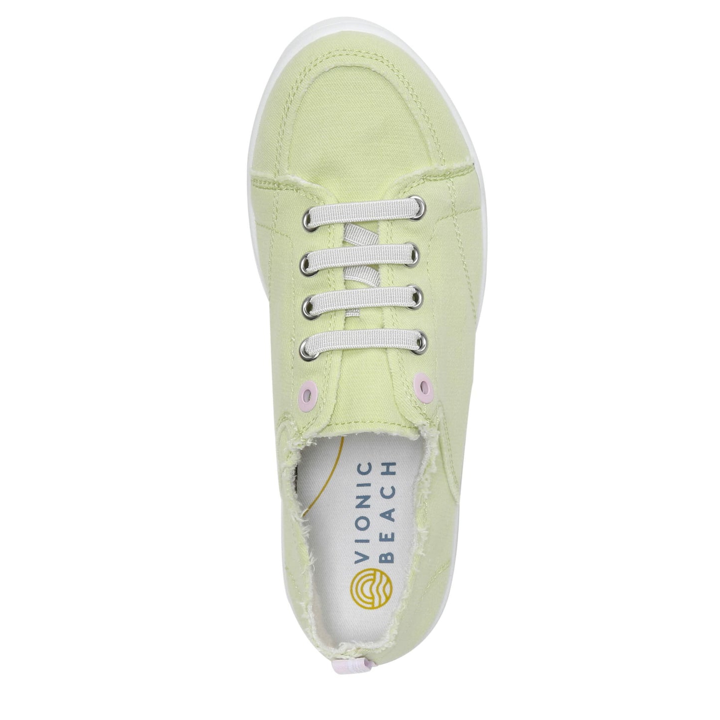Vionic Beach Pismo Casual Women’s Fashion Sneakers-Sustainable Shoes That Include Three-Zone Comfort with Orthotic Insole Arch Support, Pale Lime Canvas 6 Wide