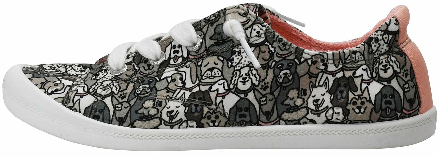 Skechers BOBS Women's Beach Bingo-Woof Pack Sneaker, Taupe/Multi, 8.5 M US
