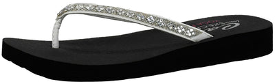 Skechers Women's Meditation-Perfect 10 Thong Sandal White/Black 10