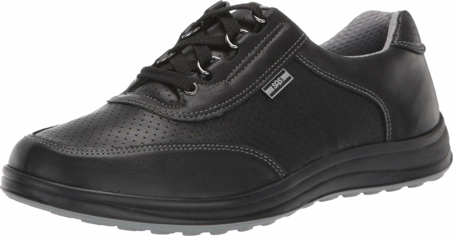 SAS Sporty Lux Lace Up Comfort Sneaker Black Perf 8.5 N - Narrow (AA)