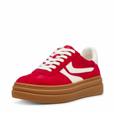 Steve Madden Women's Dodge Sneaker, Red Multi, 9.5