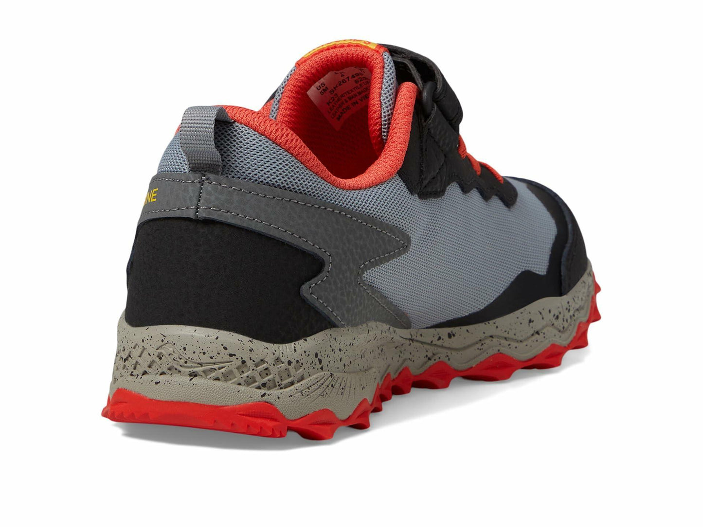Saucony® Kids Peregrine Shield KDZ A/C Sneakers for Kids – Leather Upper – PET Lining – Rugged Outsole Grey/Red/Yellow 12.5 Little Kid M