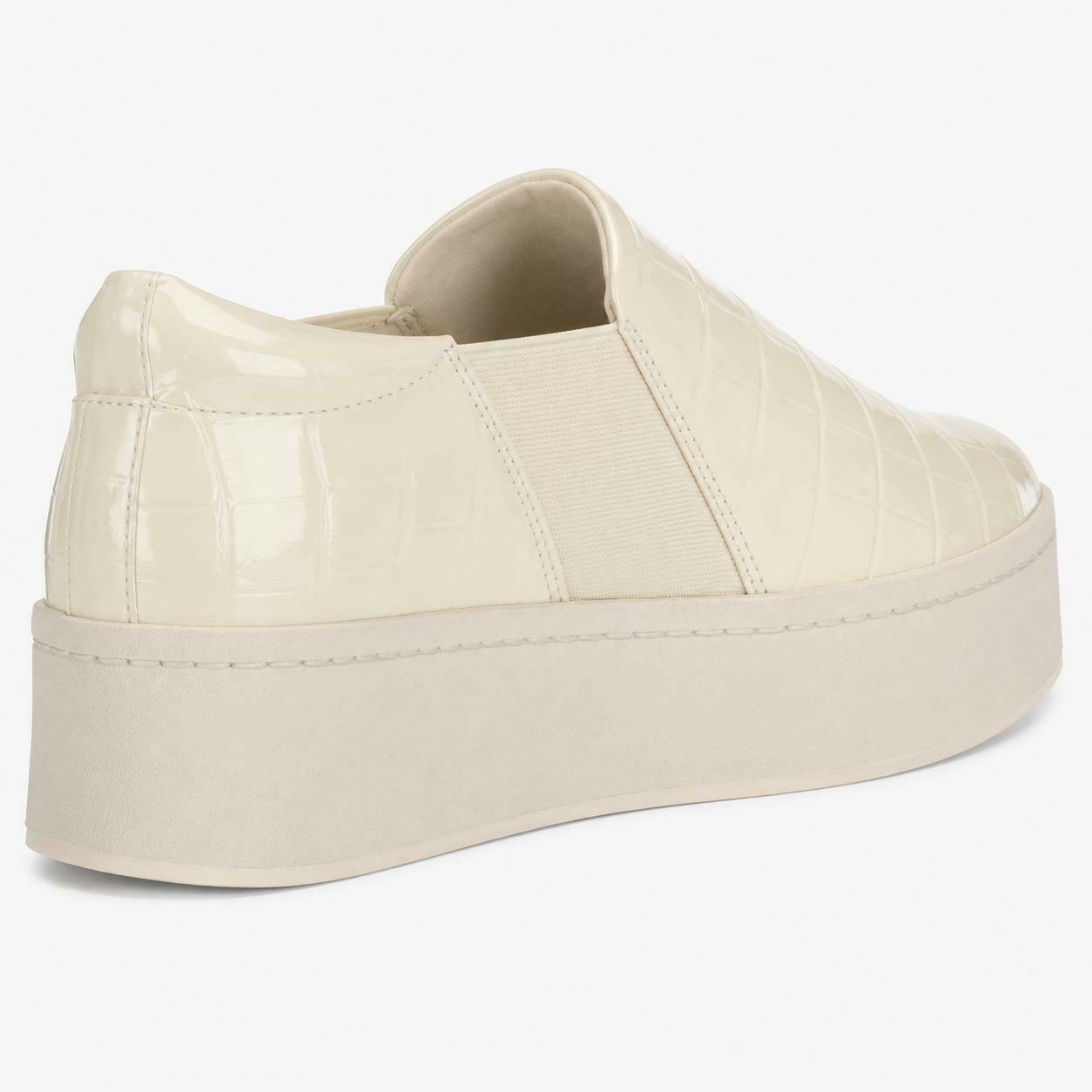 Vince Womens Warren Platform Slip On Fashion Sneakers Cream Leather 9 M