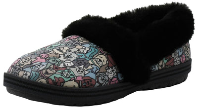 Skechers Womens Too Cozy Pooch Parade Slipper, Black/Multi,6 M US