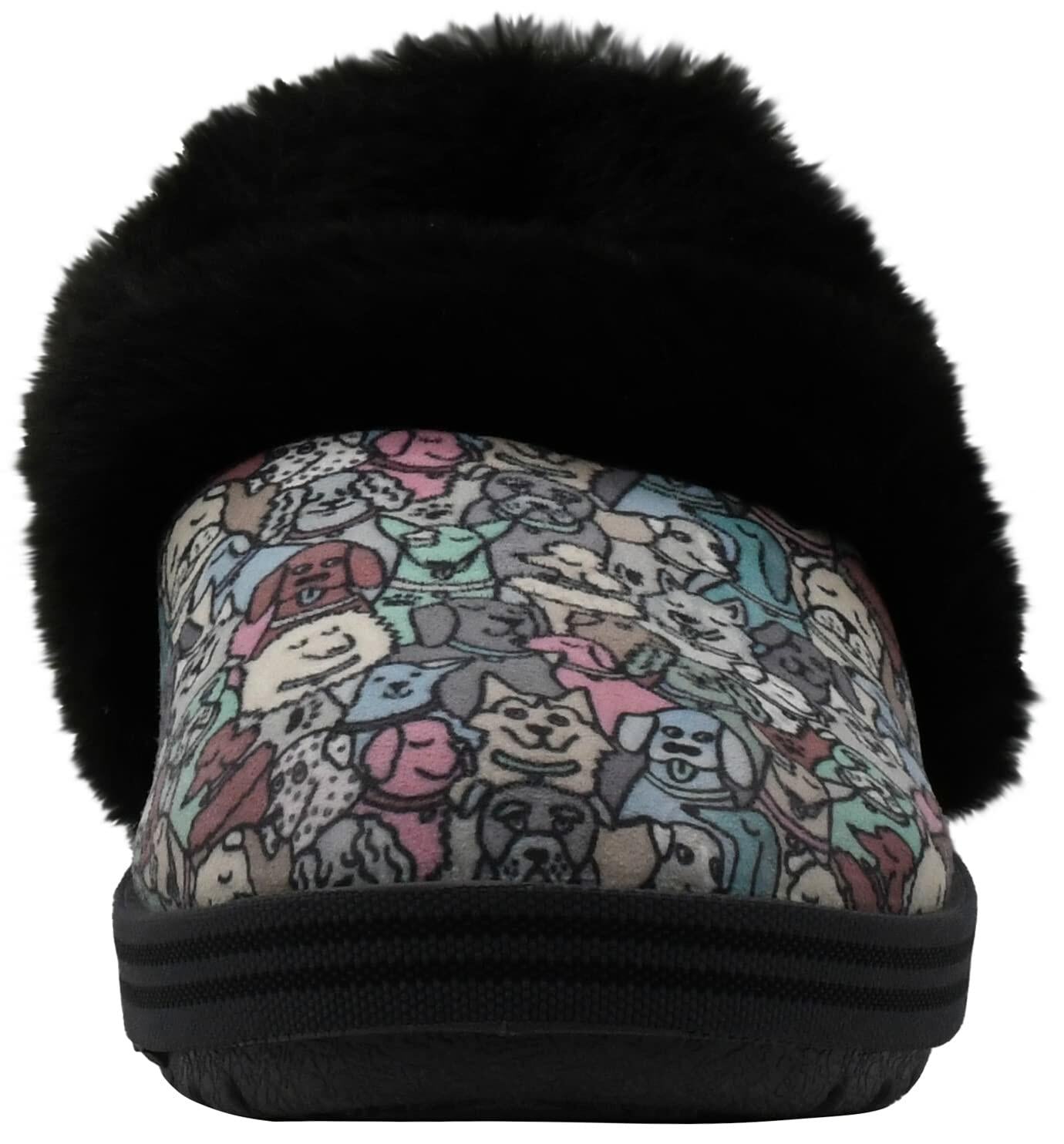 Skechers Womens Too Cozy Pooch Parade Slipper, Black/Multi,6 M US