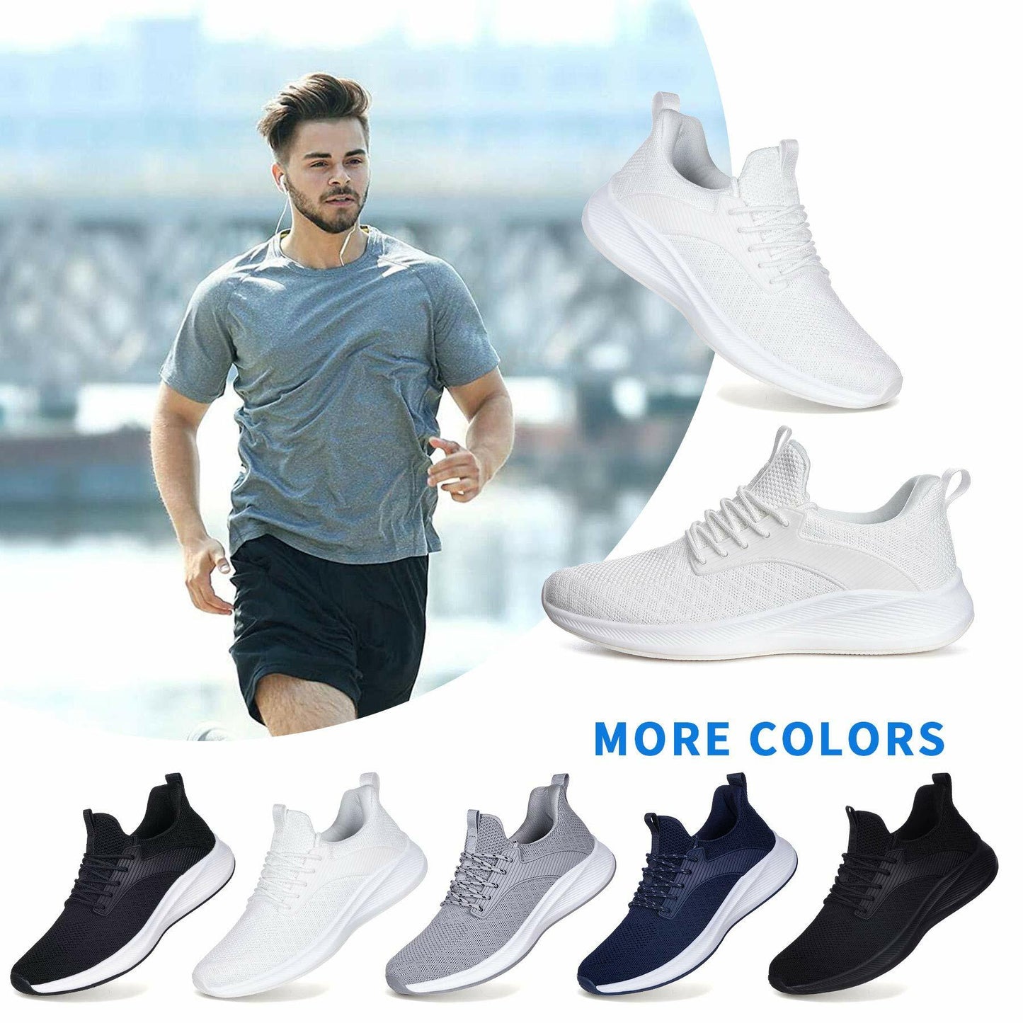 Mens Sneakers White Shoes for Men - Slip Resistant Trail Running Athletic Tennis Workout Gym Shoes Altra Light Breathable Mesh Casual Walking Shoes Size 11