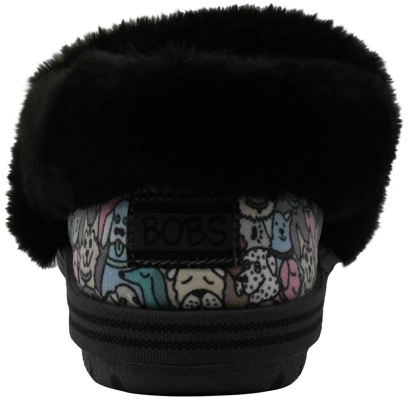 Skechers Womens Too Cozy Pooch Parade Slipper, Black/Multi,6 M US
