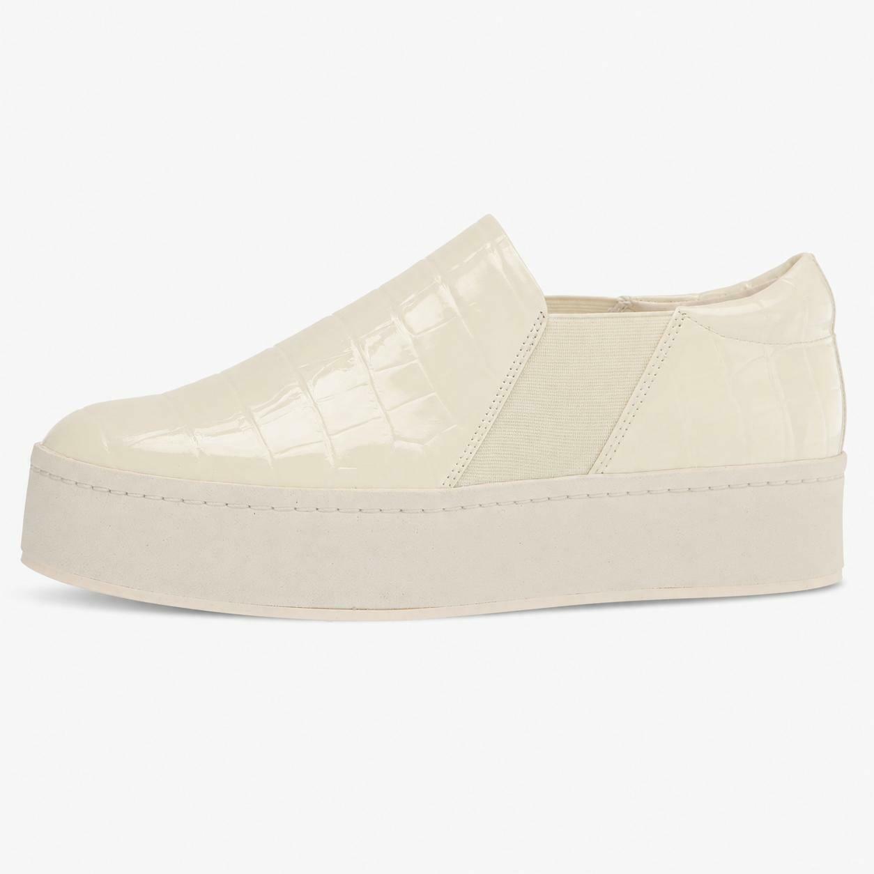 Vince Womens Warren Platform Slip On Fashion Sneakers Cream Leather 9 M