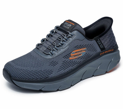 Skechers Men's D'Lux Walker Rezinate Hands Free Slip-in Sneaker,Charcoal/Orange,6.5