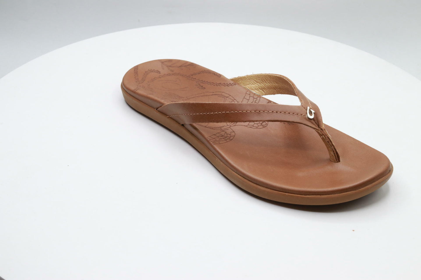 Olukai Honu Sandals Women's 7 Brown Leather Flip Flop Thong Beach Slip On Pool