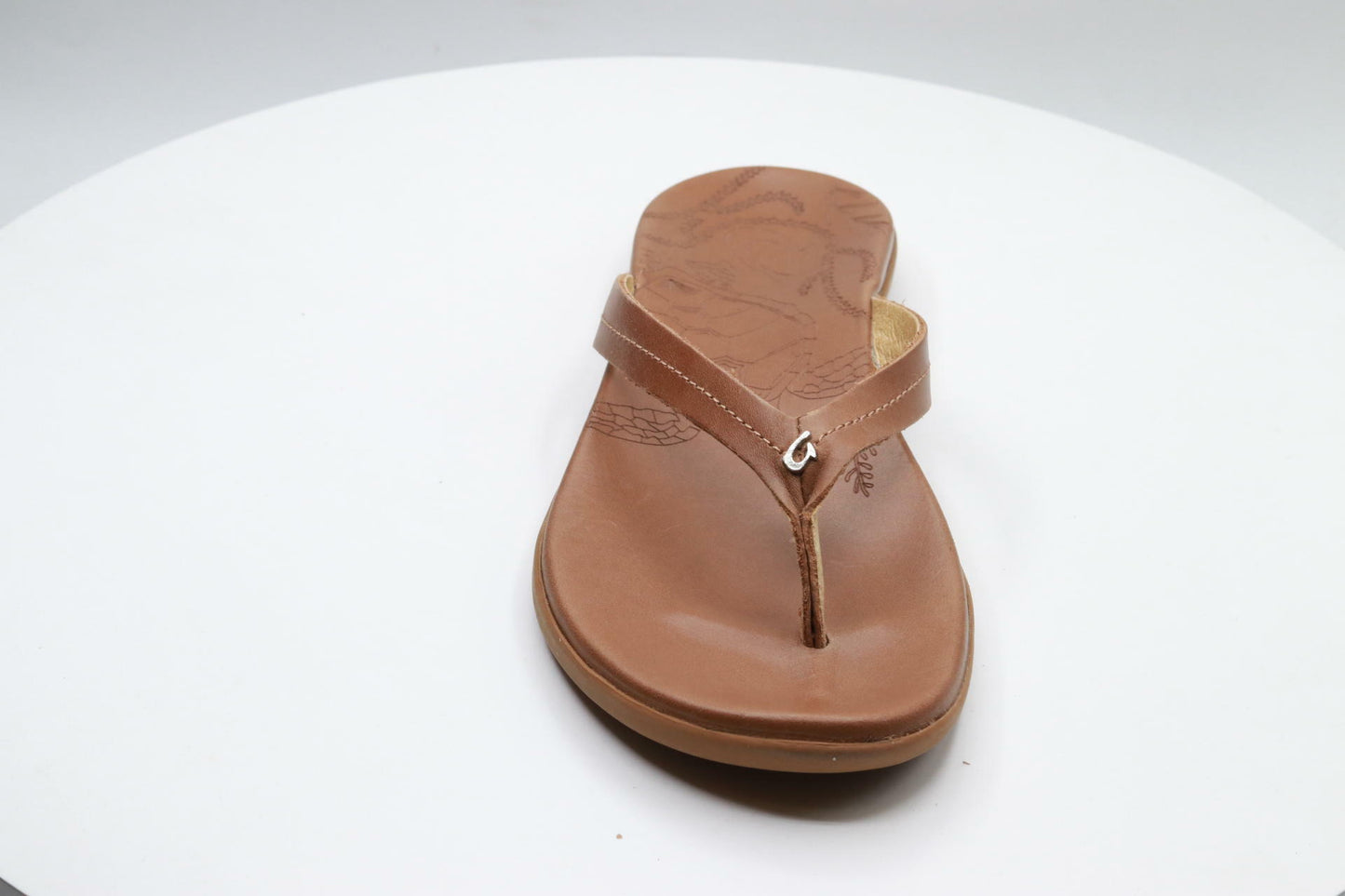 Olukai Honu Sandals Women's 7 Brown Leather Flip Flop Thong Beach Slip On Pool