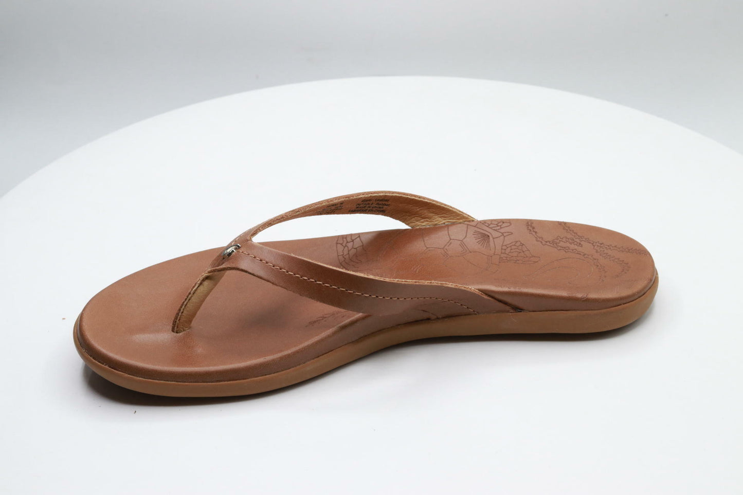 Olukai Honu Sandals Women's 7 Brown Leather Flip Flop Thong Beach Slip On Pool