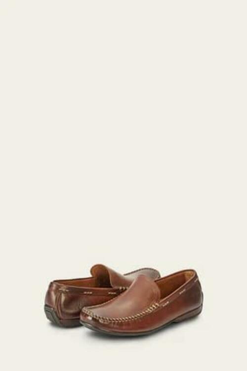 Frye Lewis Venetian Loafers for Men Hand-Crafted with Antique Pull-Up Leather with Moccasin Construction, Full Rubber Outsole, and Modified Heel, Cognac - Renice - 13 M