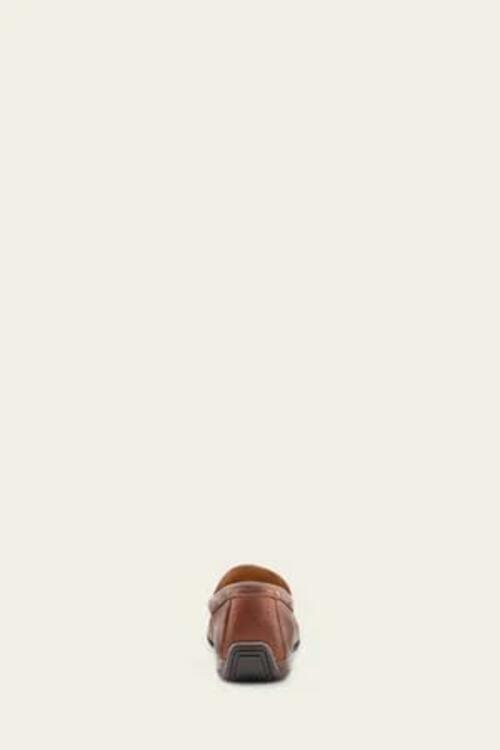 Frye Lewis Venetian Loafers for Men Hand-Crafted with Antique Pull-Up Leather with Moccasin Construction, Full Rubber Outsole, and Modified Heel, Cognac - Renice - 13 M