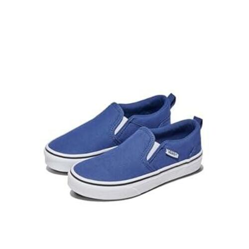 Vans Youth Asher Slip-On Shoe | Kids' Sneakers for Boys & Girls, Everyday Wear, School & Fashion, Canvas True Navy, 4