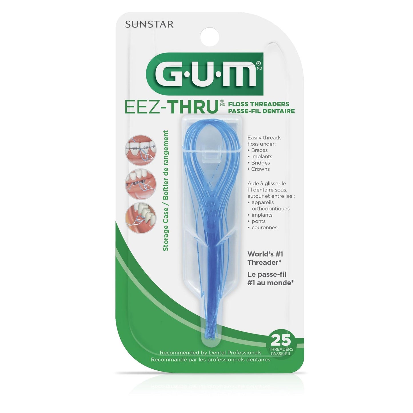 GUM EEZ-Thru Floss Threaders, Dental Flossers for Braces, Bridges,