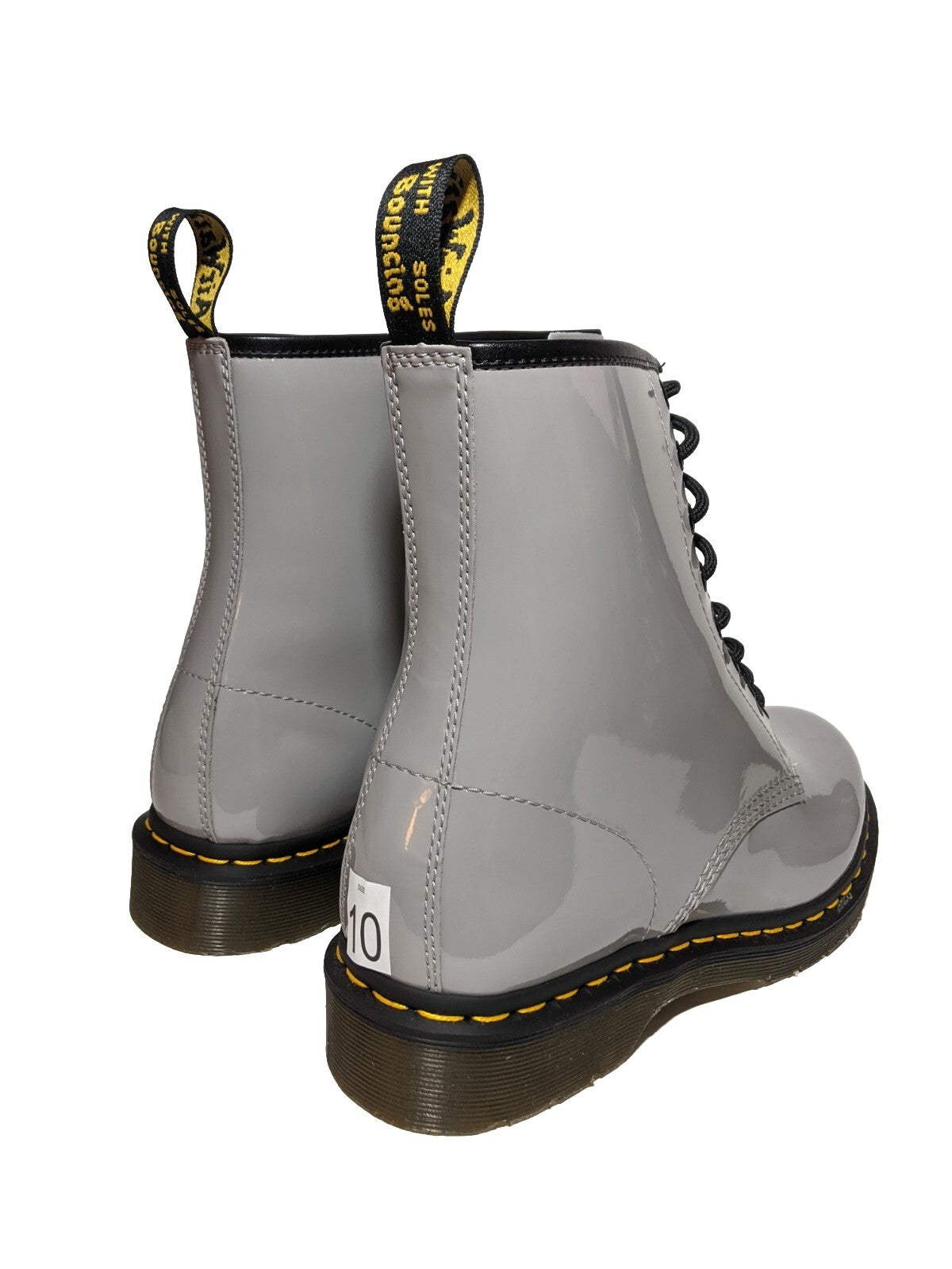 Dr. Martens Women's 1460 W Patent Leather 8 Eye Boot, Zinc Grey, 5