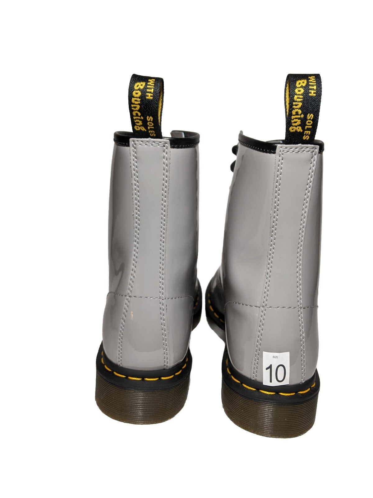 Dr. Martens Women's 1460 W Patent Leather 8 Eye Boot, Zinc Grey, 5